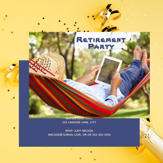 Retired Relaxing Hammock Party Invitation (Creator Uploaded)