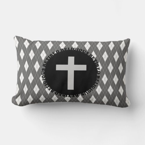 Retired Religious Pillow Grey and Black