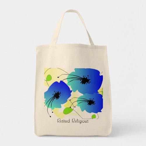 Retired Religious Tote Bag Artsy Blue Floral