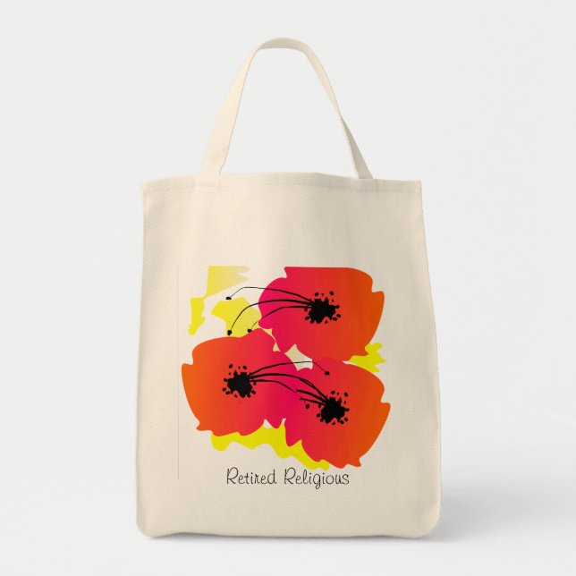 Retired Religious Tote Bag Artsy Tropical Flowers (Front)