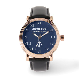 Retired Retirement Nautical Anchor Vintage Navy Watch