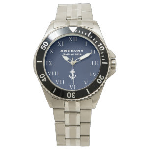 Retired Retirement Nautical Anchor Vintage Navy Watch