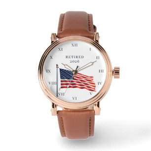 Retired Retirement USA Flag Elegant Black  Watch