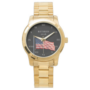 Retired Retirement USA Flag Elegant Black Watch