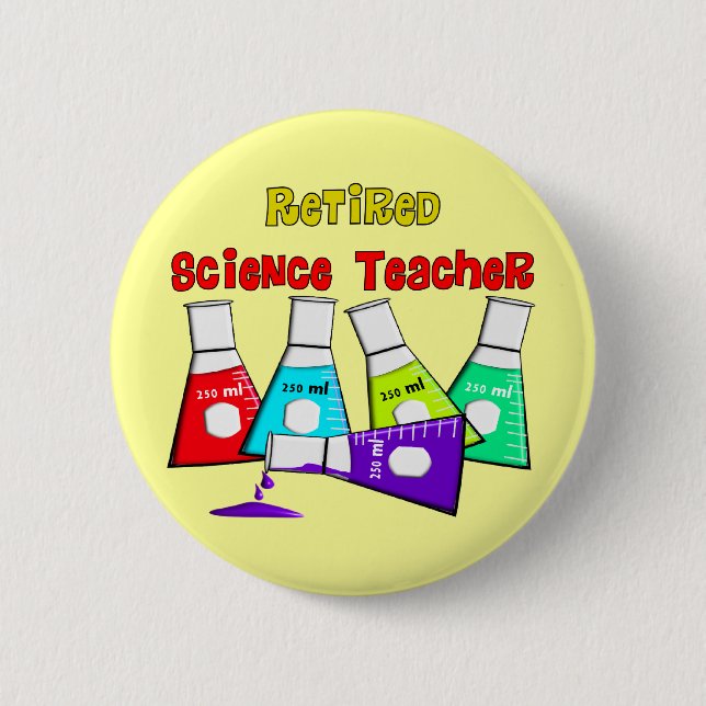 Retired Science Teacher Beeker Design Button (Front)