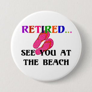 Retired - See You at the Beach, Pink Flip Flops Button