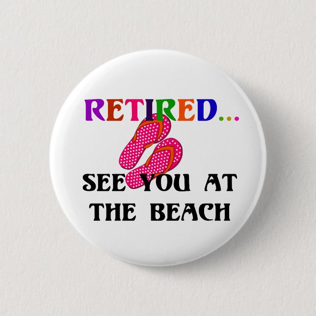 Retired - See You at the Beach, Pink Flip Flops Button (Front)