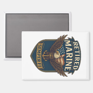 Retired Semper Fi Marine over eagle & flag Magnet