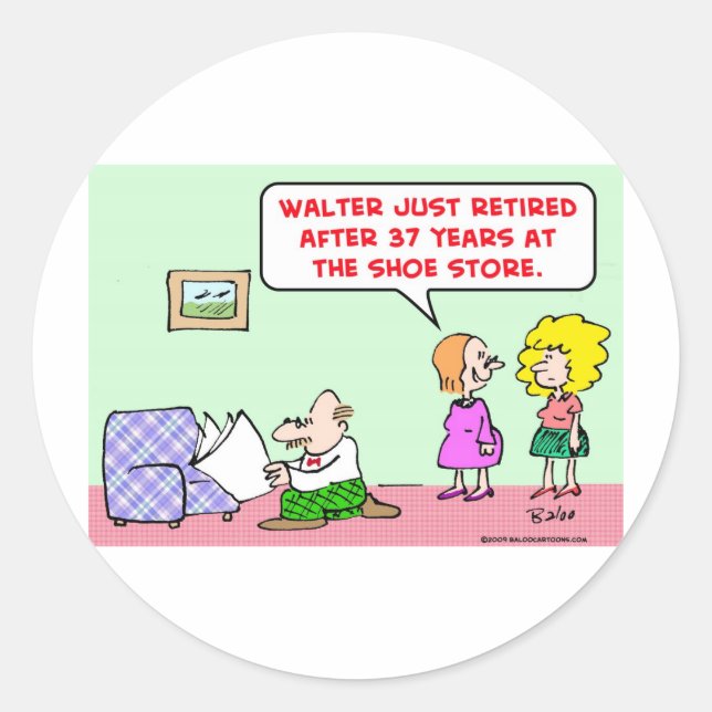 retired shoe store classic round sticker (Front)