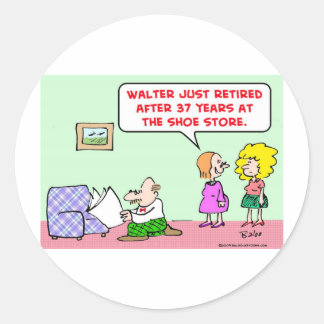 retired shoe store classic round sticker