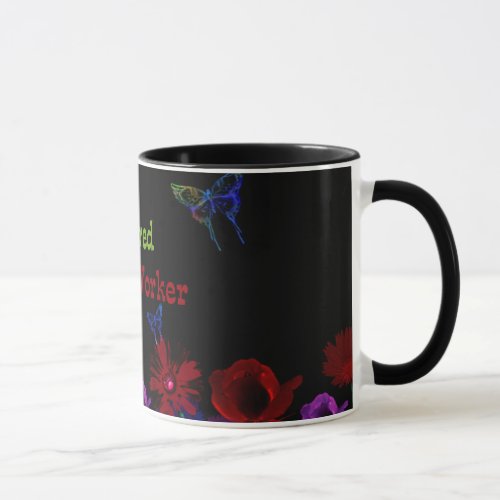 Retired Social Worker abstract floral design Mug