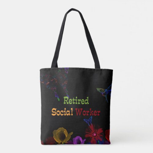 Retired Social Worker abstract floral design Tote Bag