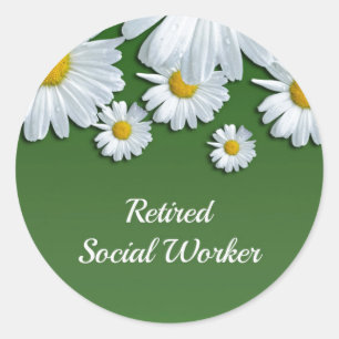 Retired Social Worker, floral design, Classic Round Sticker