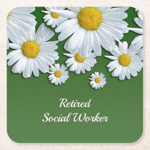 Retired Social Worker floral design Square Paper Coaster
