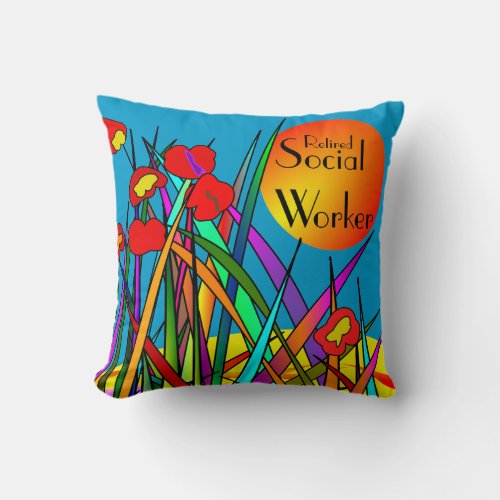 Retired Social Worker Pillow Floral Art II