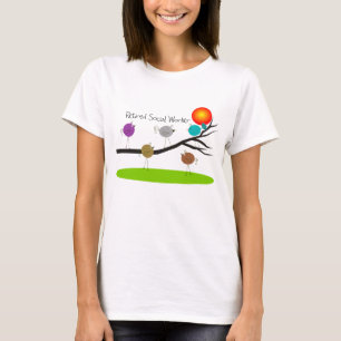 Retired Social Worker T-Shirts Retro Birds
