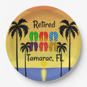 Retired...Tamarac, FL, tropical design, Paper Plates
