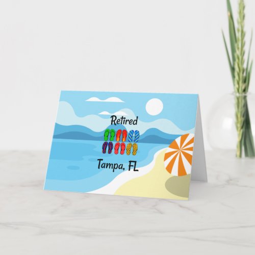 Retired__Tampa FL colorful flip_flops Card