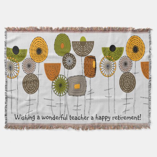 Retired Teacher Artsy Autumn Flowers Throw Blanket