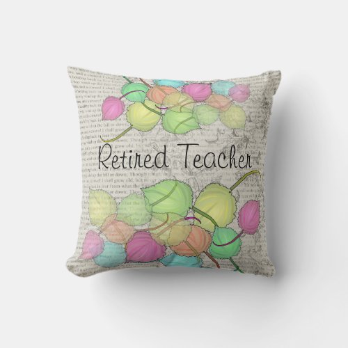 Retired Teacher Artsy Leaves Pillow