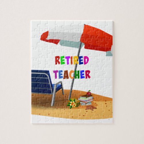 Retired Teacher Beach Scene Jigsaw Puzzle