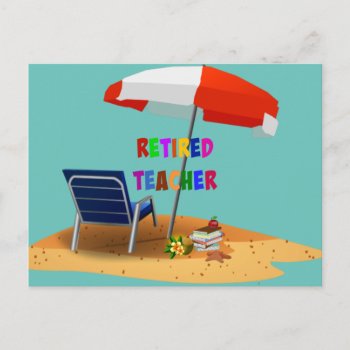 Retired Teacher  Beach Scene Theme Postcard by RetirementGiftStore at Zazzle