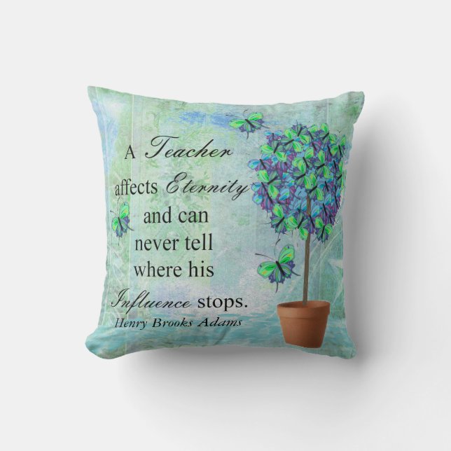 Retired Teacher Butterfly Tree Quote Pillow (Front)
