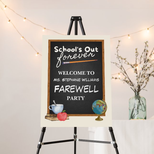 Retired Teacher Chalkboard Farewell Party Foam Board (In Situ (Stand))