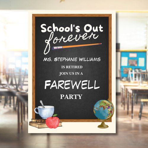 Retired Teacher Chalkboard Farewell Party Invitation