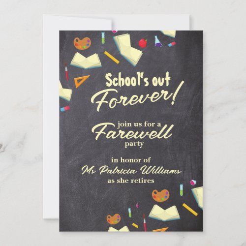 Retired Teacher Chalkboard Farewell Party  Invitation