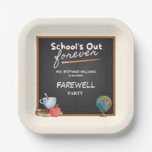 Retired Teacher Chalkboard Farewell Party Paper Plates
