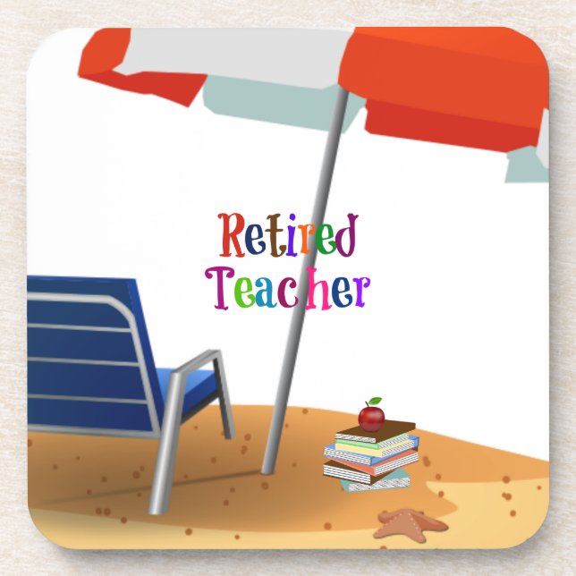 Retired Teacher Drink Coaster (Front)
