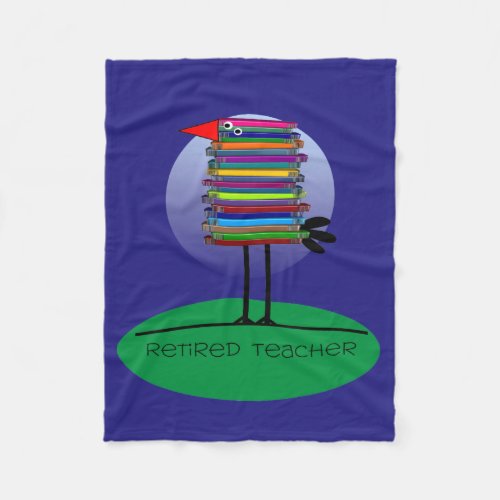 Retired Teacher Fleece Blanket Book Bird