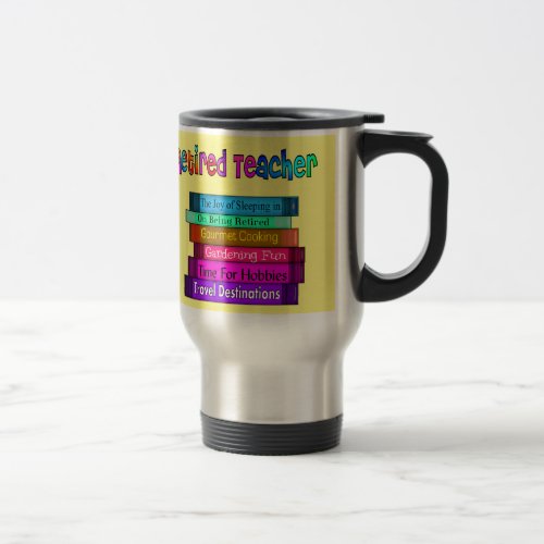 Retired Teacher Gifts Stack of Books Design 7 Travel Mug