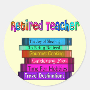 Retired Teacher Gifts Stack of Books Design Classic Round Sticker
