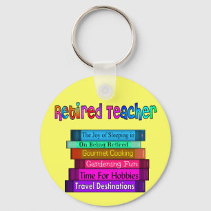 Retired Teacher Gifts Stack of Books Design Keychain