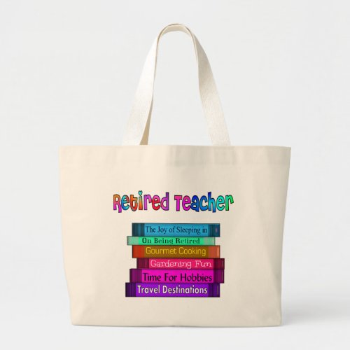 Retired Teacher Gifts Stack of Books Design Large Tote Bag