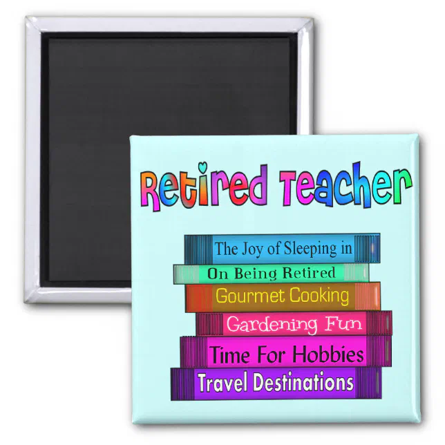 Retired Teacher Gifts Stack of Books Design Magnet (Front)
