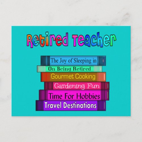 Retired Teacher Gifts Stack of Books Design Postcard