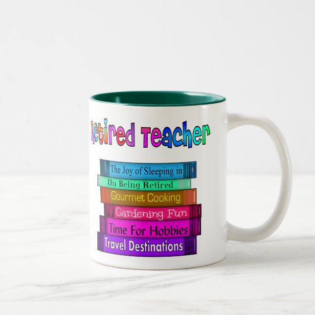 Retired Teacher Gifts Stack of Books Design Two-Tone Coffee Mug (Right)
