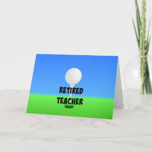 Retired Teacher, Golf Ball on a Tee Holiday Card