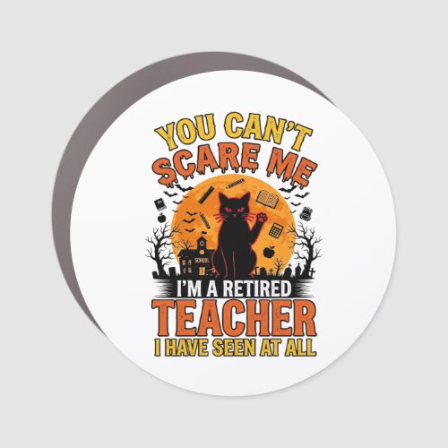 Retired Teacher Halloween Cat Vintage Shirt Design Car Magnet