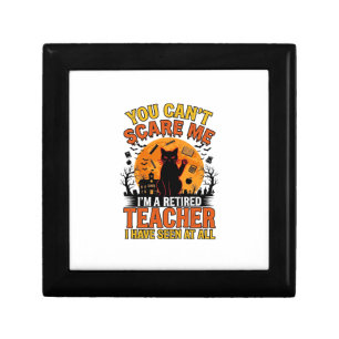 Retired Teacher Halloween Cat Vintage Shirt Design Gift Box