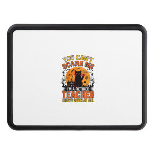 Retired Teacher Halloween Cat Vintage Shirt Design Hitch Cover