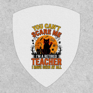 Retired Teacher Halloween Cat Vintage Shirt Design Patch