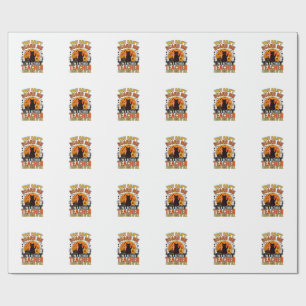 Retired Teacher Halloween Cat Vintage Shirt Design Wrapping Paper