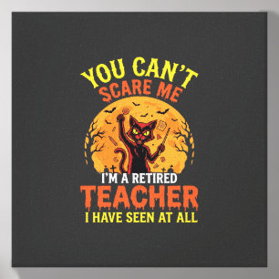 Retired Teacher Halloween Pumpkin Cat Design_1 Canvas Photo Tile