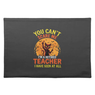 Retired Teacher Halloween Pumpkin Cat Design_1 Cloth Placemat