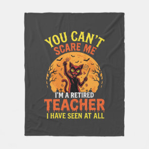 Retired Teacher Halloween Pumpkin Cat Design_1 Fleece Blanket