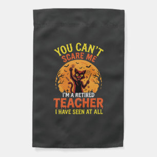 Retired Teacher Halloween Pumpkin Cat Design_1 Garden Flag